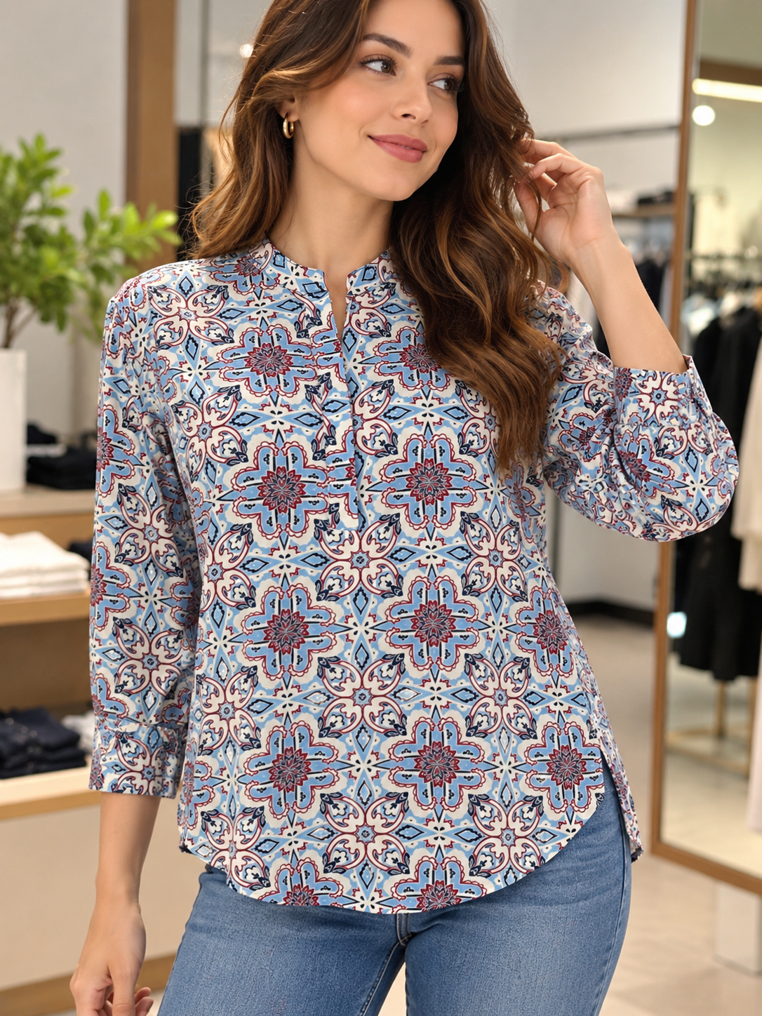 Blusa Carpiel Para Dama Manga Larga Estampada