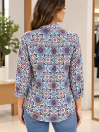 Blusa Carpiel Para Dama Manga Larga Estampada