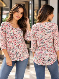 Blusa Estampada Estilo Sandra para Dama | Manga 3/4