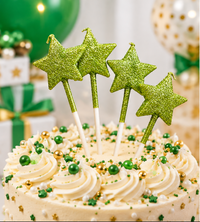 Kit 4 Velas Estrella 3D Glitter Verdes para Pastel