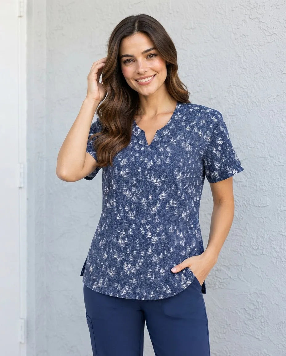Blusa Tavata Azul Marino Estampado Náutico