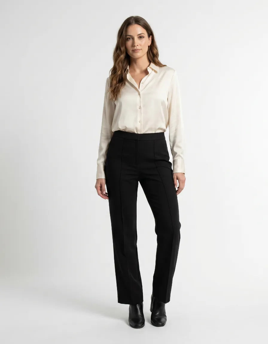Pantalón de Vestir de Cintura Alta para Mujer | Elegante Negro