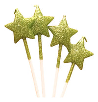Kit 4 Velas Estrella 3D Glitter Verdes para Pastel