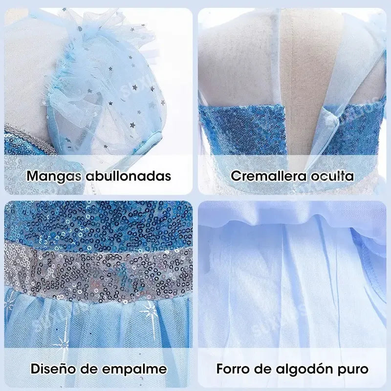Vestido De Disfraz De Princesa De Elsa De Frozen