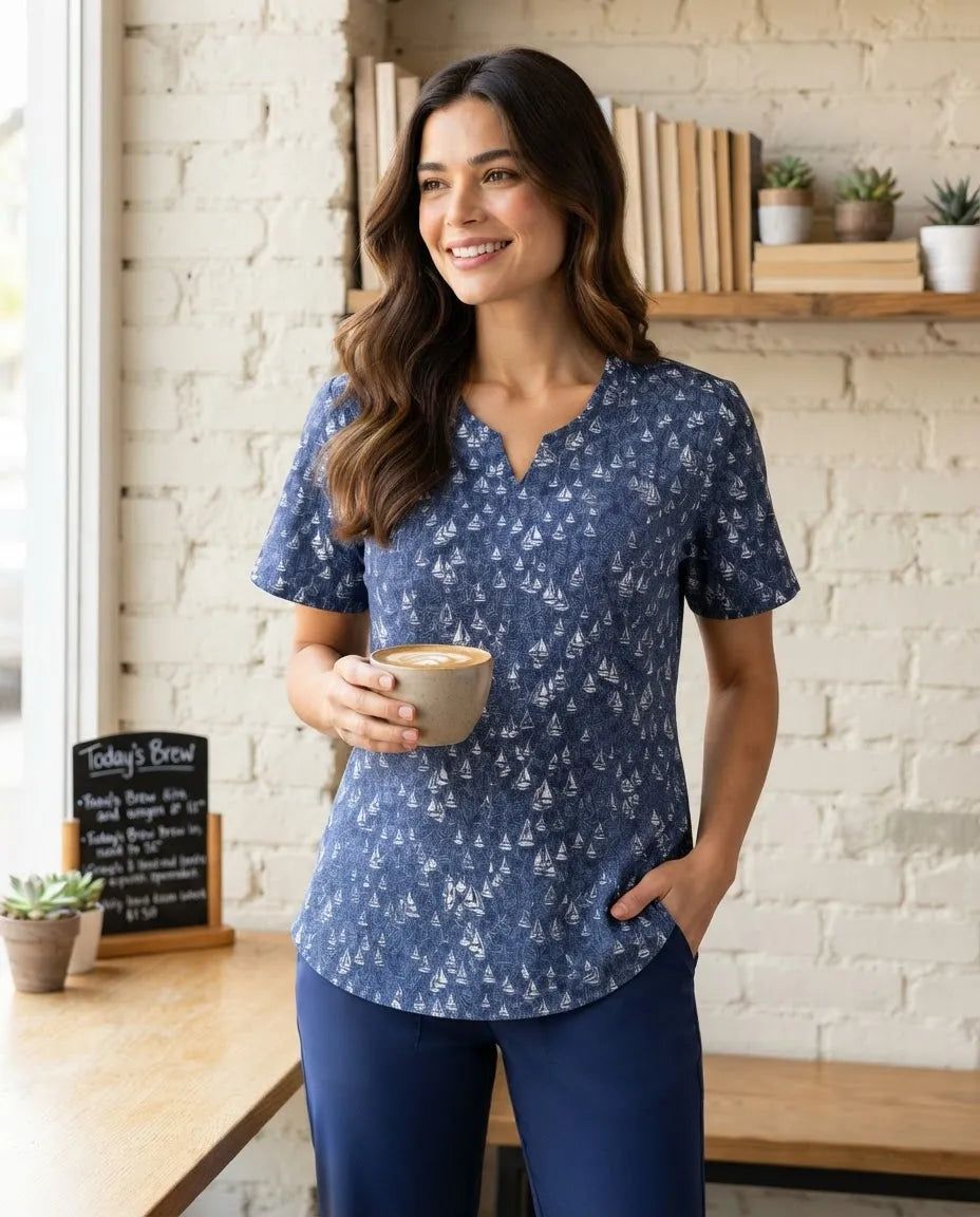 Blusa Tavata Azul Marino para Dama | 100% Algodón