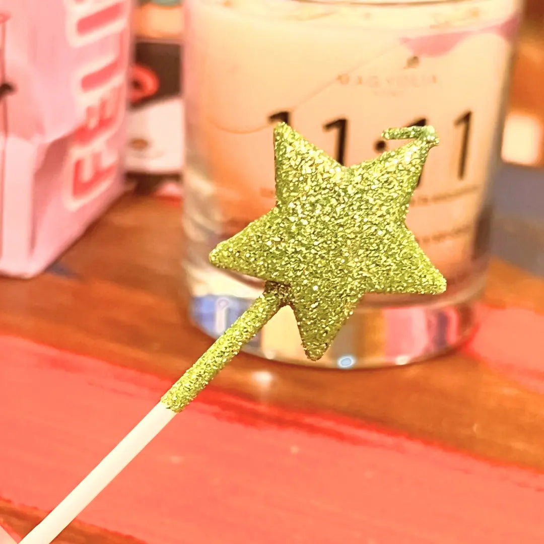 Kit 4 Velas Estrella 3D Glitter Verdes para Pastel