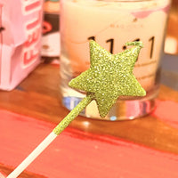 Kit 4 Velas Estrella 3D Glitter Verdes para Pastel