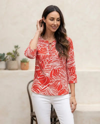 Blusa Esenciales Roja Estampada para Mujer | Foley's