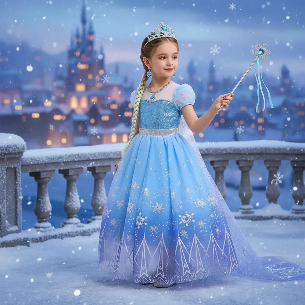 Vestido De Disfraz De Princesa De Elsa De Frozen