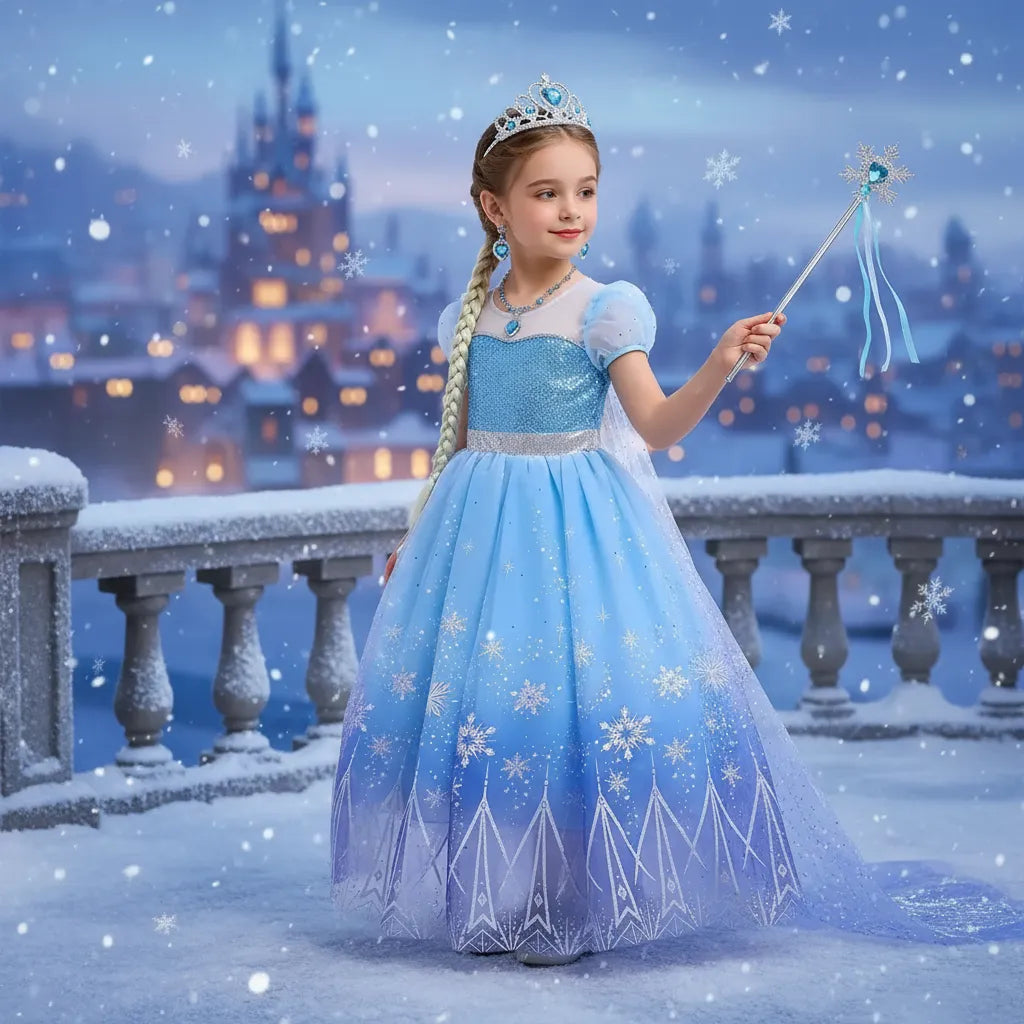 Vestido De Disfraz De Princesa De Elsa De Frozen