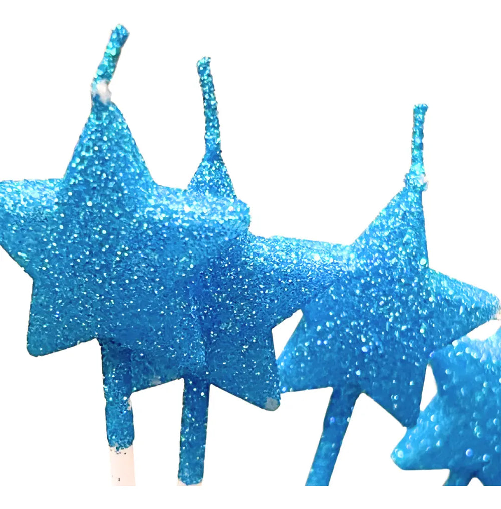 Kit 4 Velas Estrella 3D Glitter para Pastel
