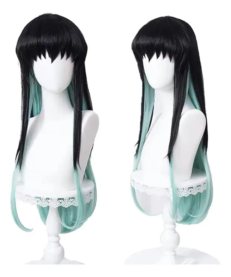 Peluca Tokito Muichiro Negra para Cosplay | Demon Slayer