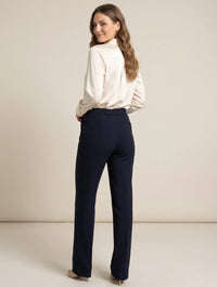 Pantalón de Vestir de Cintura Alta para Mujer | Elegante Azul Marino