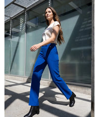 Pantalón de Vestir de Cintura Alta para Mujer | Elegante Azul Rey
