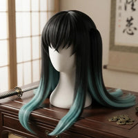 Peluca Tokito Muichiro Negra para Cosplay | Demon Slayer