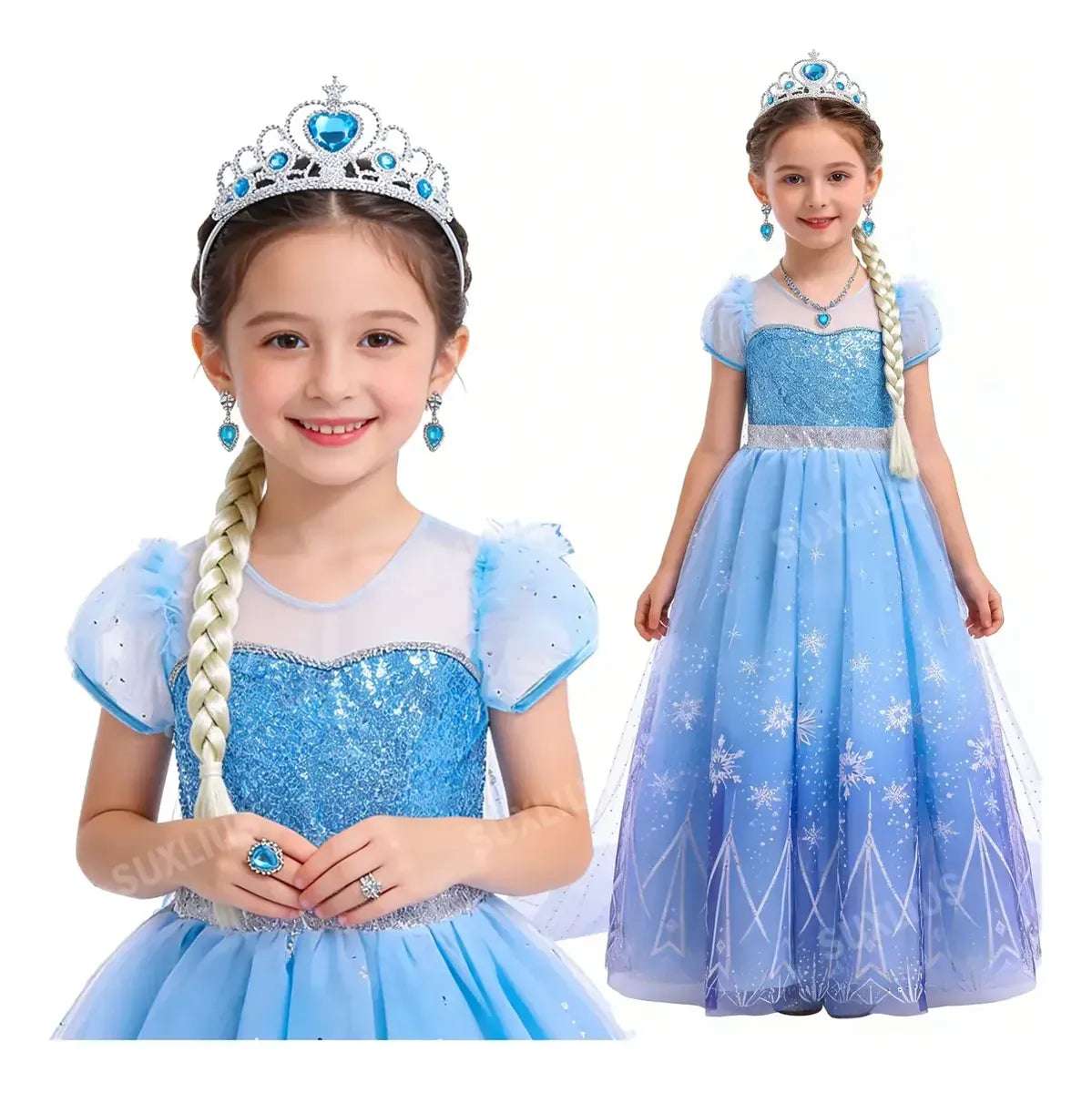 Vestido De Disfraz De Princesa De Elsa De Frozen