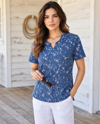 Blusa Tavata Azul Marino Estampado Náutico