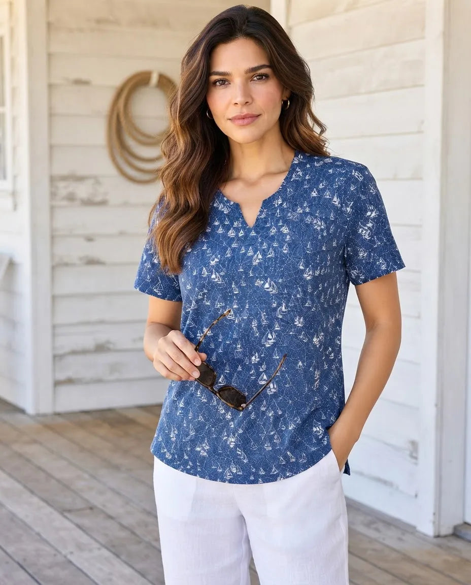 Blusa Tavata Azul Marino para Dama | 100% Algodón