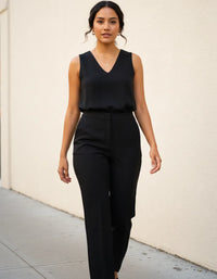 Pantalón de Vestir de Cintura Alta para Mujer | Elegante Negro