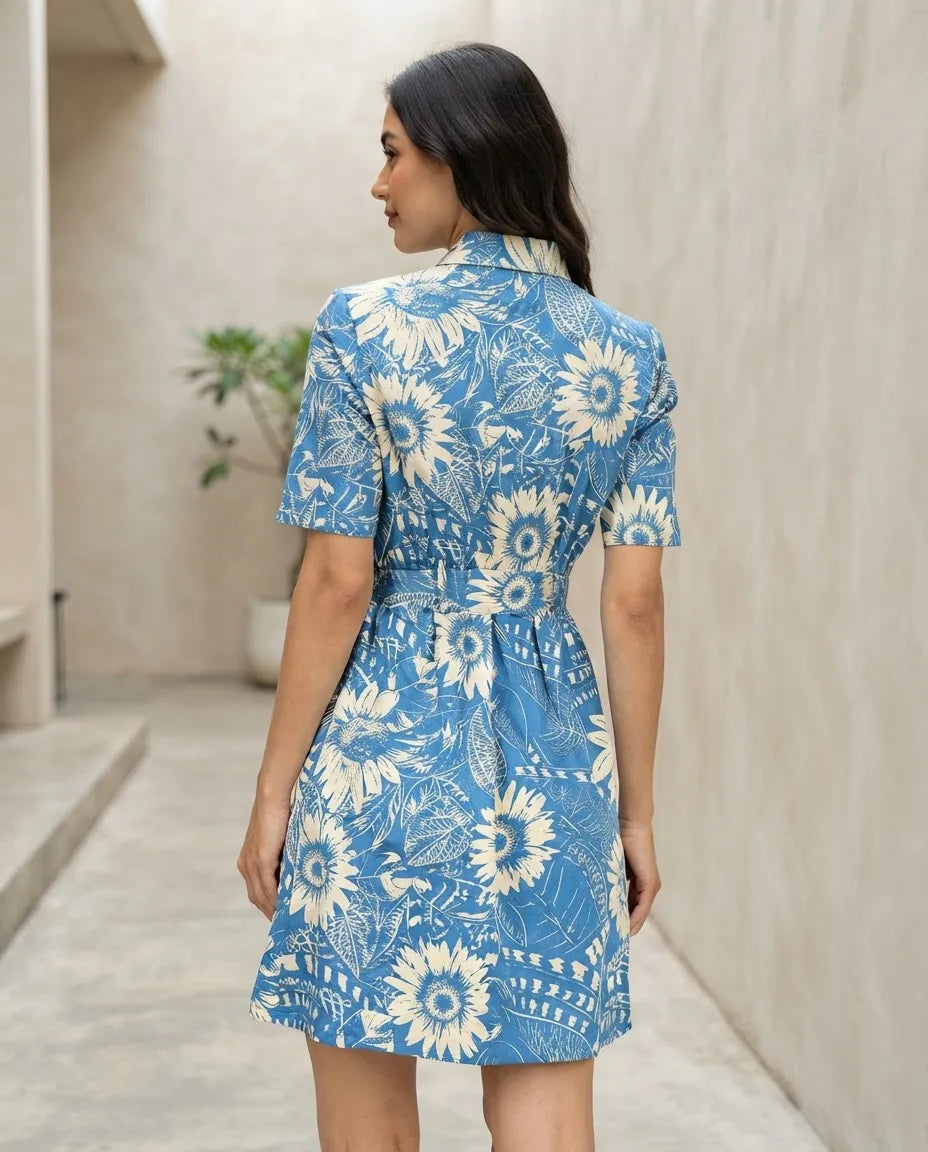 Vestido Kanya Azul Estampado para Mujer | Foleys by GALENO M