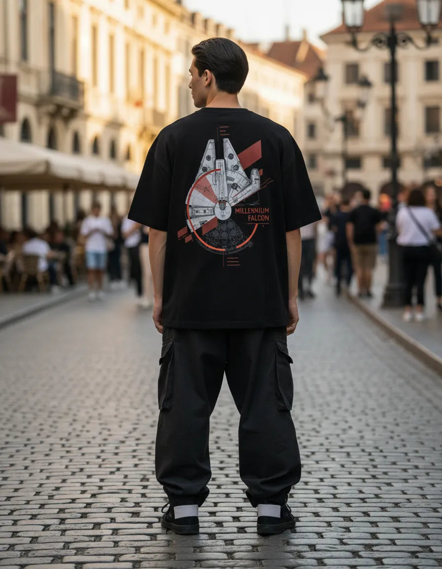 Playera Oversize Hombre Millennium Falcon Star Wars