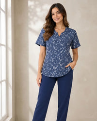 Blusa Tavata Azul Marino Estampado Náutico