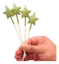 Kit 4 Velas Estrella 3D Glitter Verdes para Pastel