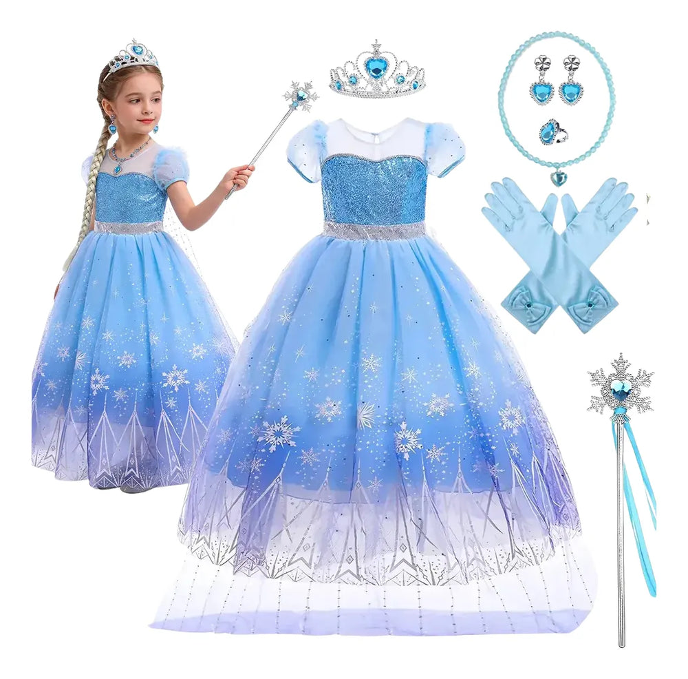 Vestido De Disfraz De Princesa De Elsa De Frozen