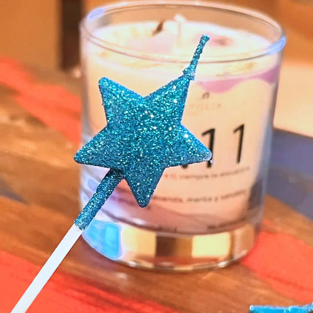 Kit 4 Velas Estrella 3D Glitter para Pastel