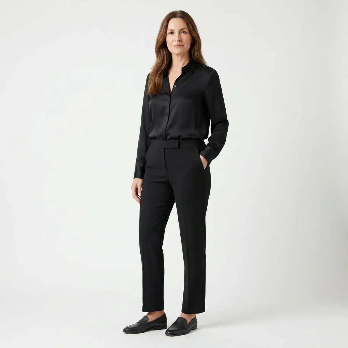 Pantalón de Vestir de Cintura Alta para Mujer | Elegante Negro