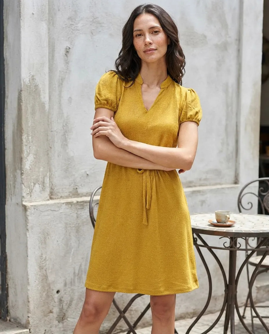 Vestido Tamara Amarillo para Mujer | Foleys | Escote V | Manga Corta