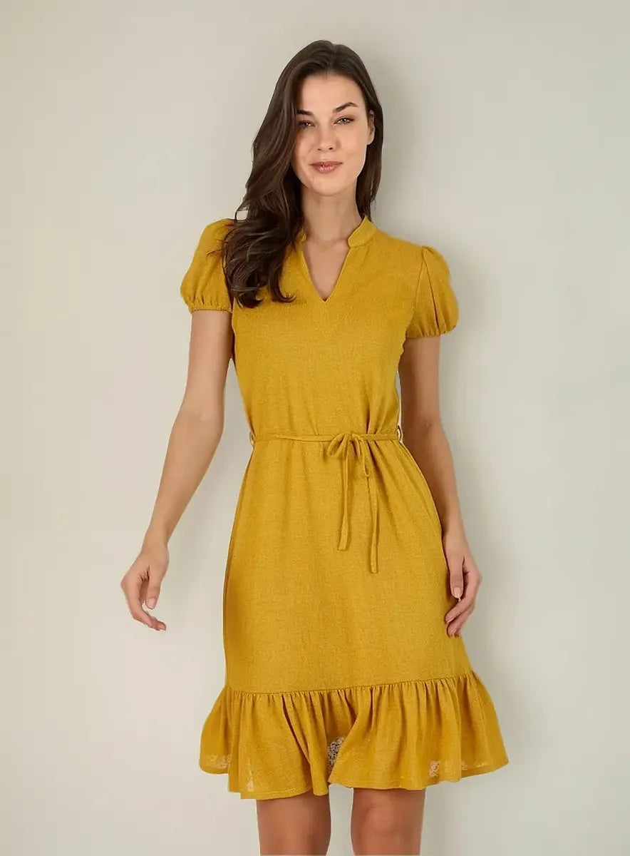 Vestido Tamara Amarillo para Mujer | Foleys | Escote V | Manga Corta