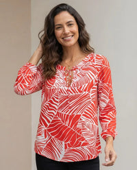 Blusa Esenciales Roja Estampada para Mujer | Foley's