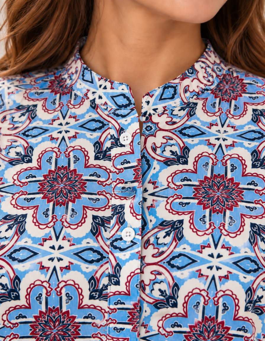 Blusa Carpiel Para Dama Manga Larga Estampada